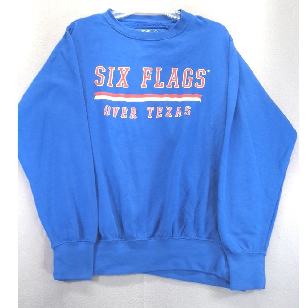 Six Flags Over‎ Texas Men Blue Pullover Sweater, Blue, Size M
